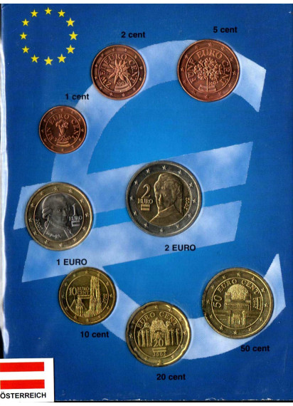 AUSTRIA Serie completa 8 monete con date miste